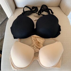Victoria's Secret Black and Cream Bra Duo